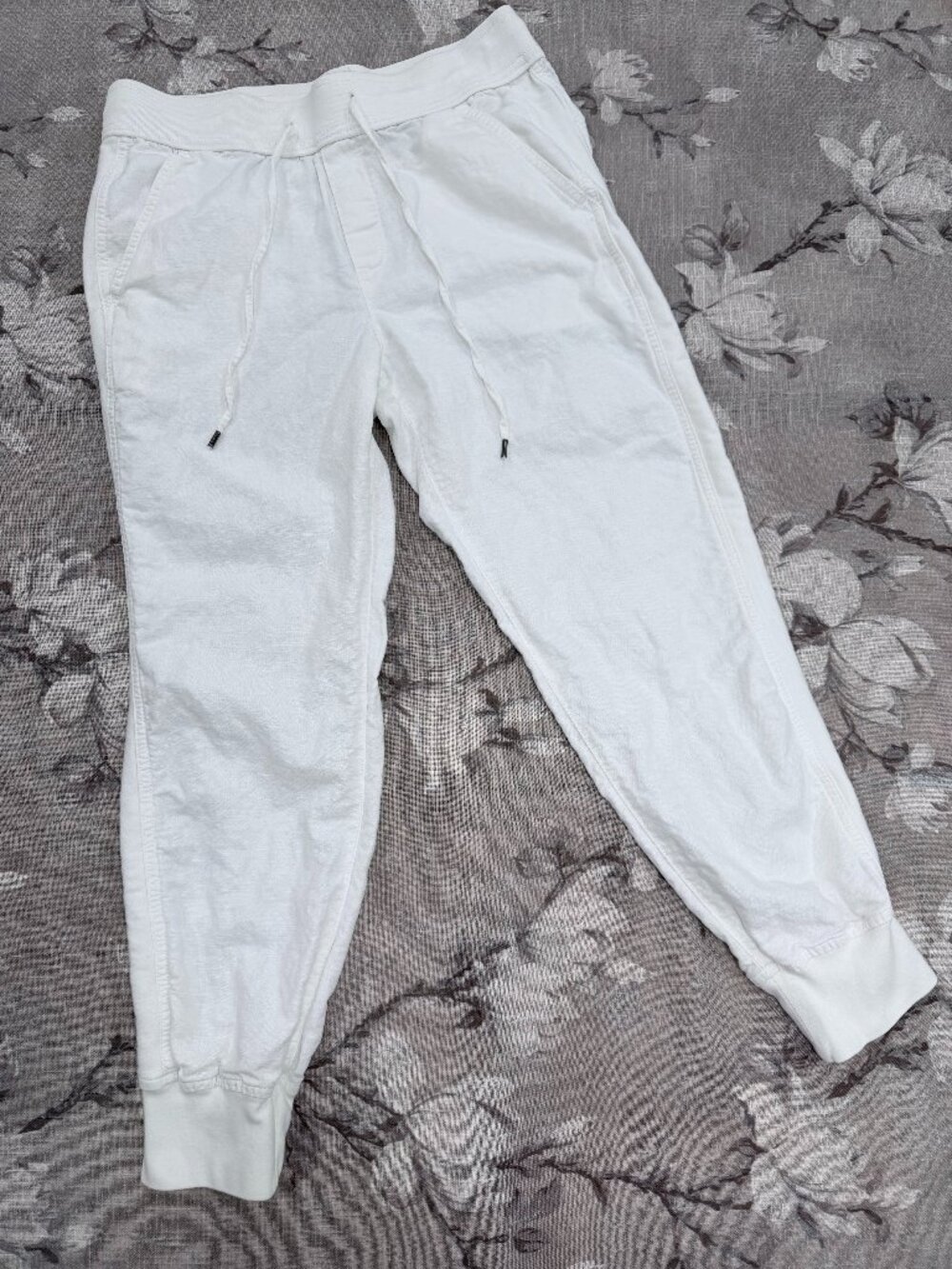 Gap Linen Cotton Jogger Pants Optic White Drawstring Elastic Waist Small